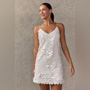 Audrey Parks x Francescas Ellen Piette Mini Dress White Sequin